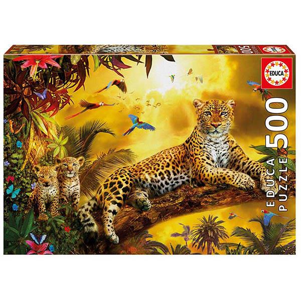 پازل 500 تکه ادوکا مدل LEOPARD AND HIS CUBS EDUCA LEOPARD AND HIS CUBS PUZZLE 500 PCS